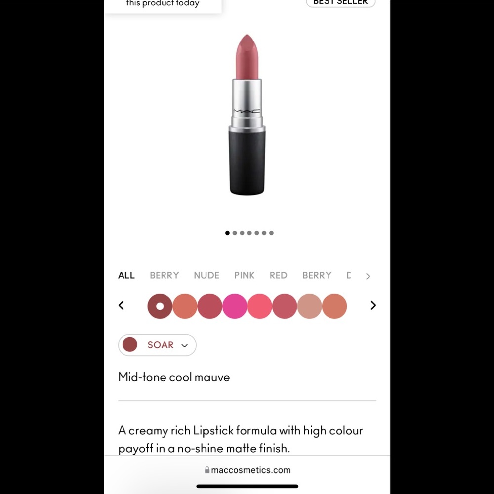 MAC Best Seller - Soar Matte Lipstick New In Box